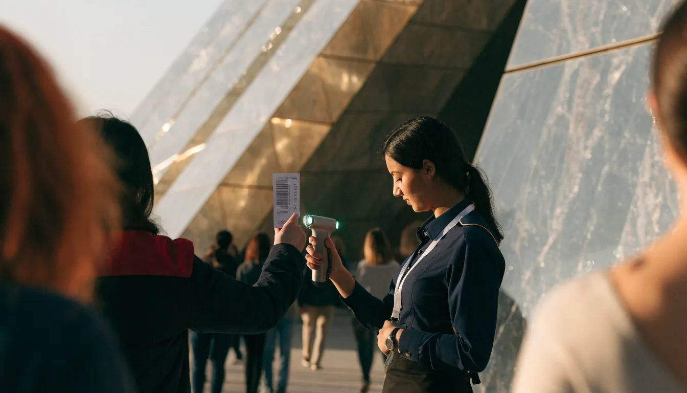 Exterior approach to the Grand Egyptian Museum in Giza