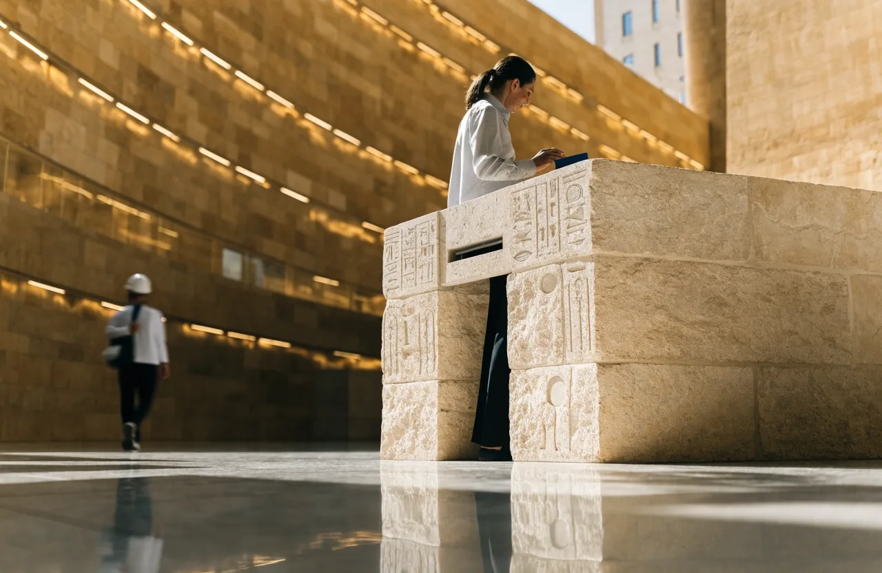 Polished limestone floor reflecting window light