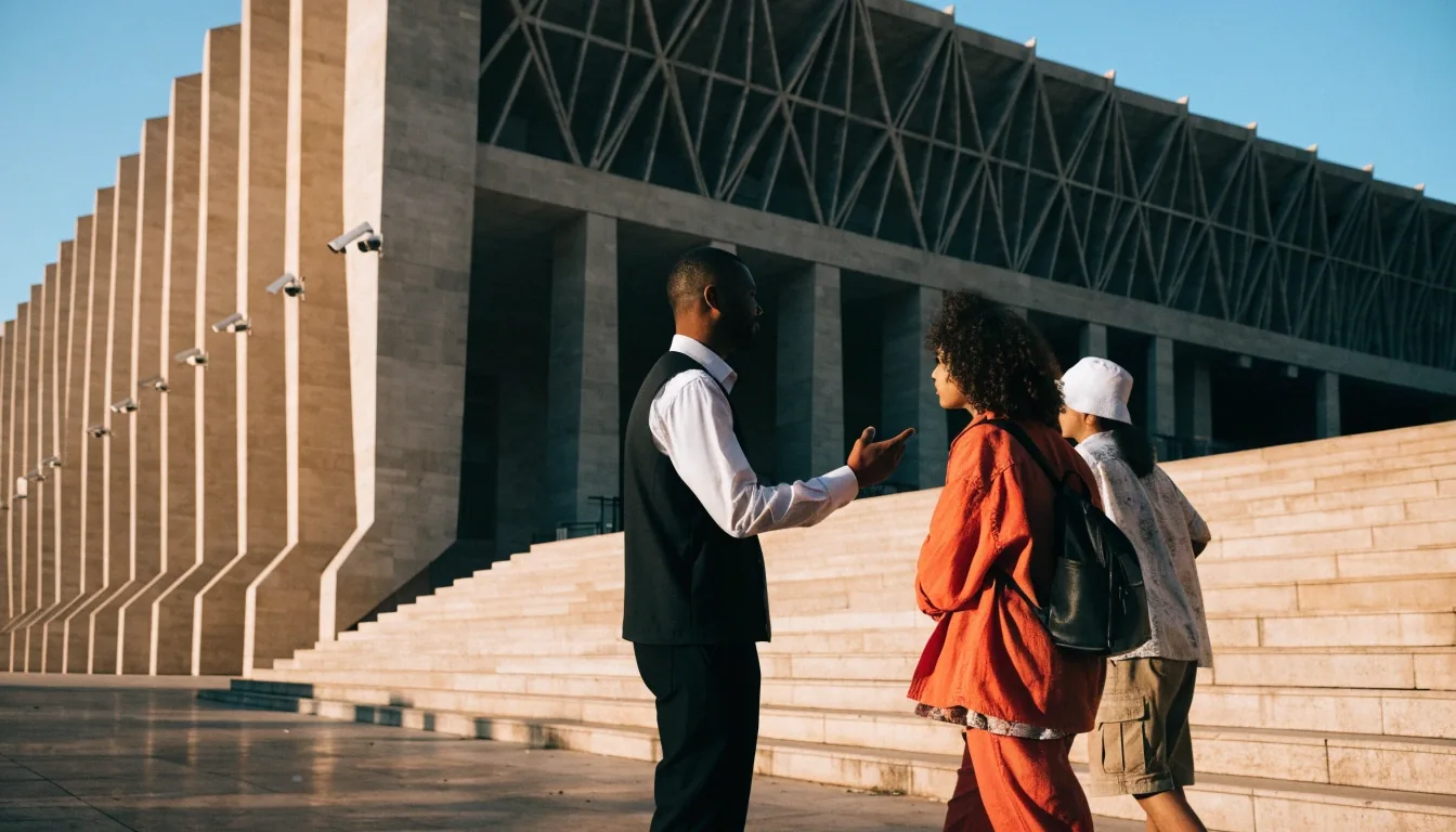Entrance plaza of the grand egyptian museum at late afternoon
